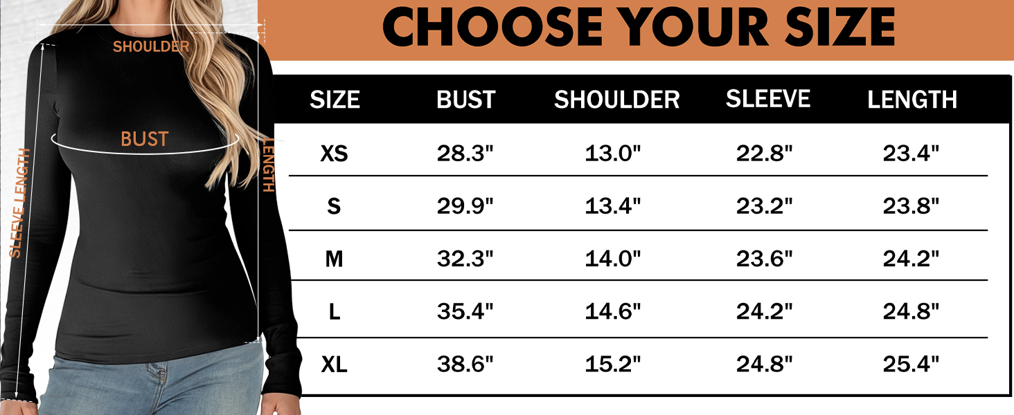 Womens Casual Basic Tops Summer Fall Long Sleeve Crew Neck Ribbed T Shirts Slim Fit Tees