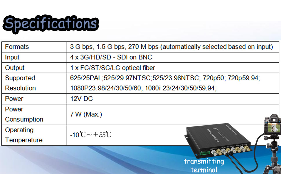 4-Channel Mini 3G-SDI Fiber Converter