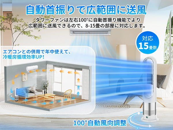 Amazon | 【2025新登場・冷暖兼用・羽根なし 】扇風機 タワー