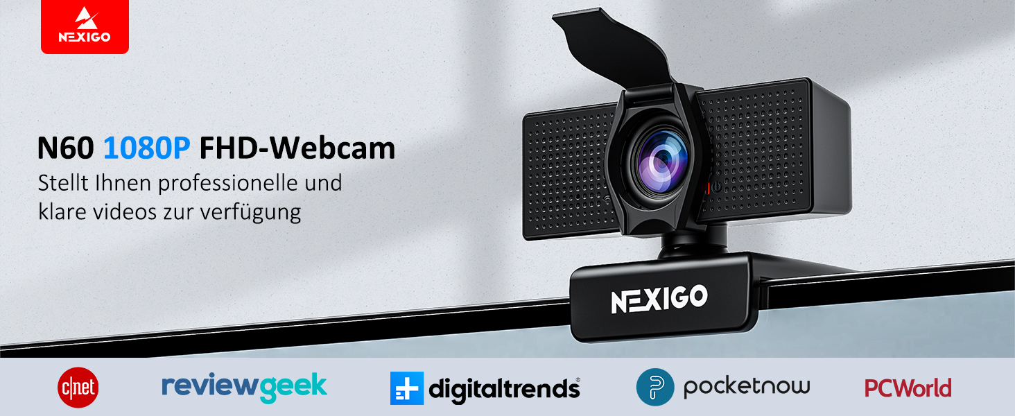NexiGo N60 1080P Webcam, HDWebcam mit Mikrofon, Softwaresteuerung und