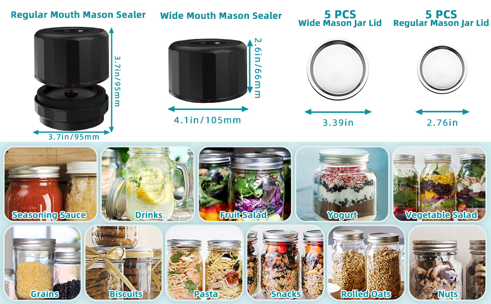 Aizilasa Electric Mason Jars Vacuum Sealer for Canning Jars, Freeze Dryer for Wide