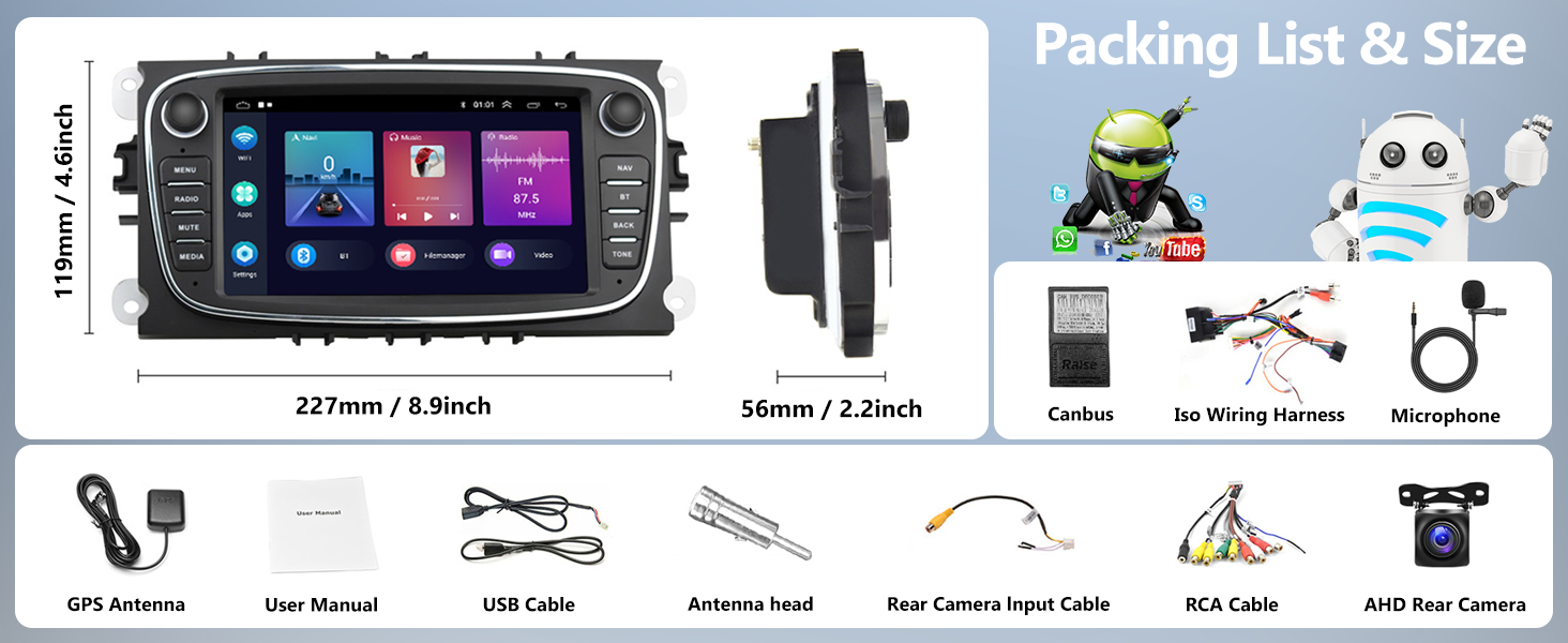 [2+32GB] Android 11 Car Stereo Radio with Wireless CarPlay Android Auto