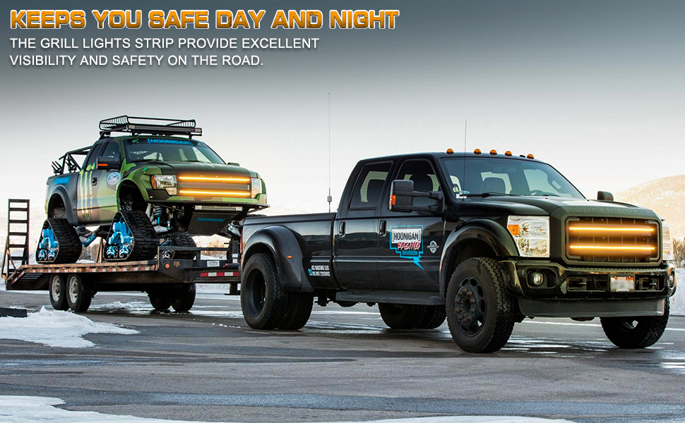 XRIDONSEN 2PCS 30 inch Amber Grill Strobe Lights Strip 360