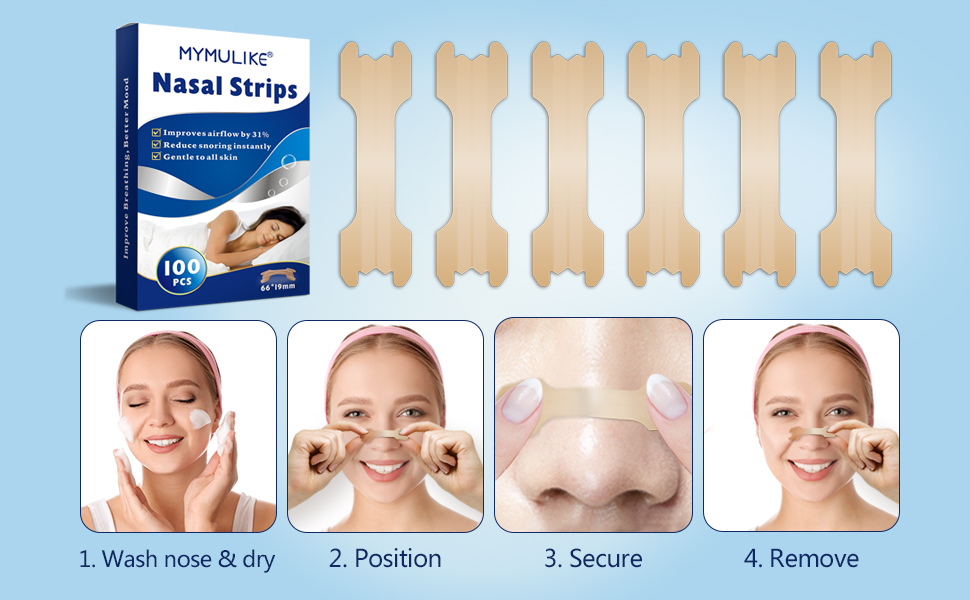 100 Count Anti Snoring Nasal Strips, MYMULIKE Nasal Strips to Stop