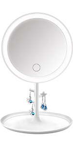 Travel Mirror Touch Screen Lighted Makeup Mirror with 25 LEDs Dimmable Brightness-1