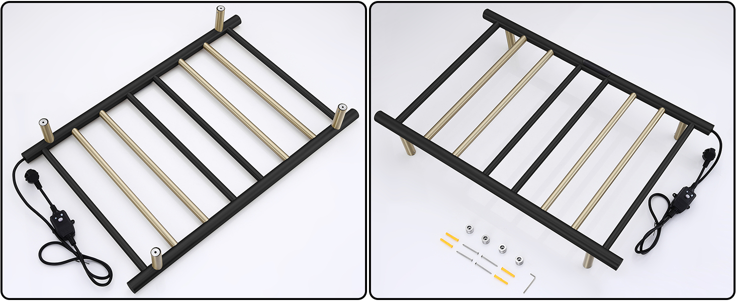 Towel Warmer Black and Brushed Gold