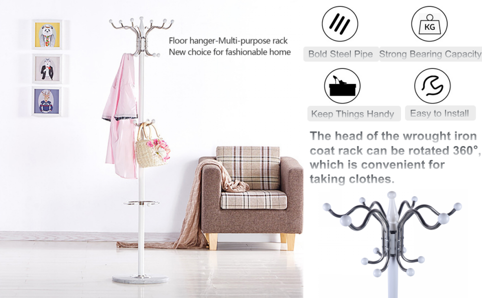 DYRABREST 67" Standing Coat and Hat Hanger Organizer Rack