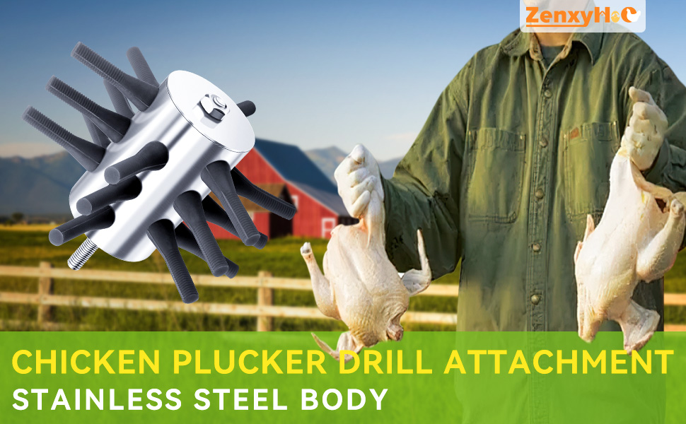 ZenxyHoC Chicken Plucker Drill Attachment, 3/8" MPT Shank