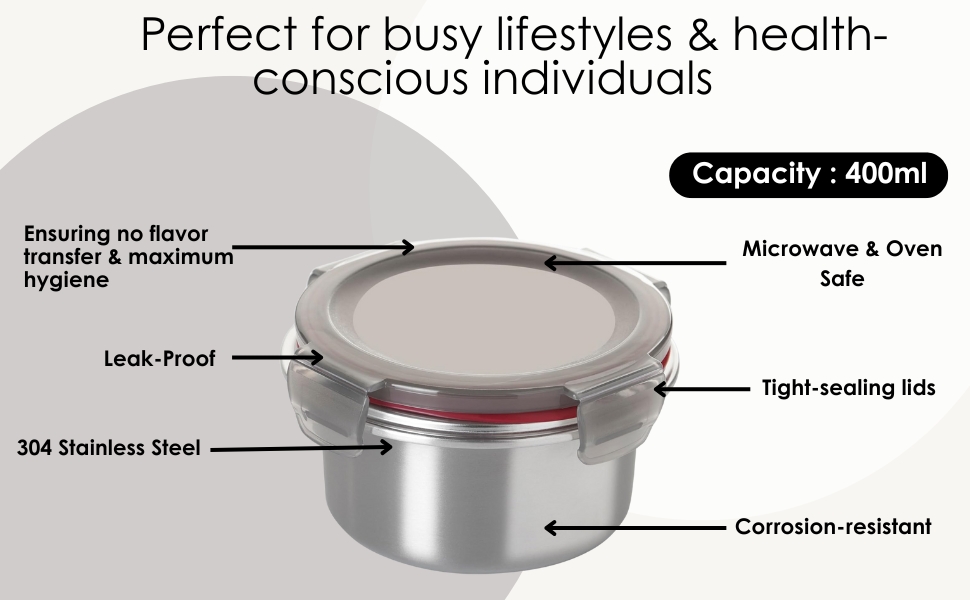 Microwave Safe 304 Stainless steel Food Container  SPN-UOA6AC