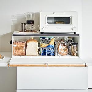 完成品 ブレッドケース ワイド ホワイト 大型　 トスカ パンケース 31L Amazon.co.jp: 山崎実業(Yamazaki) 【 完成品 】 ブレッドケース