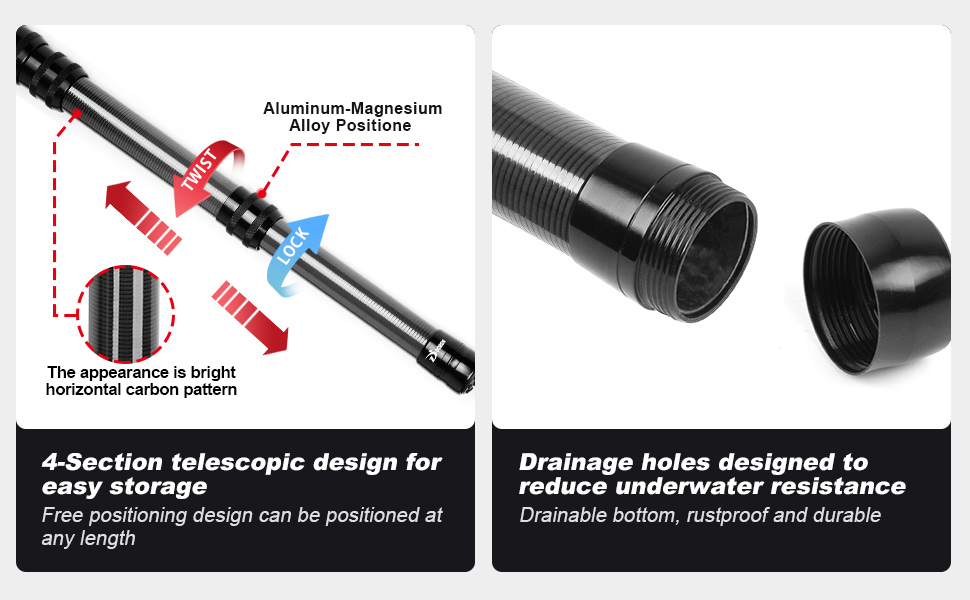 DOBEN Carbon Fiber Pool Pole, Premium Telescoping Swimming