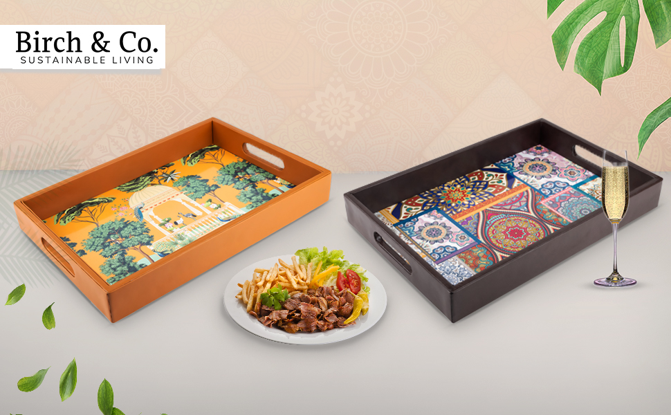 Birch & Co. Wooden Tray For ServingFree 4 Coasters10 Inch X 15 Inch