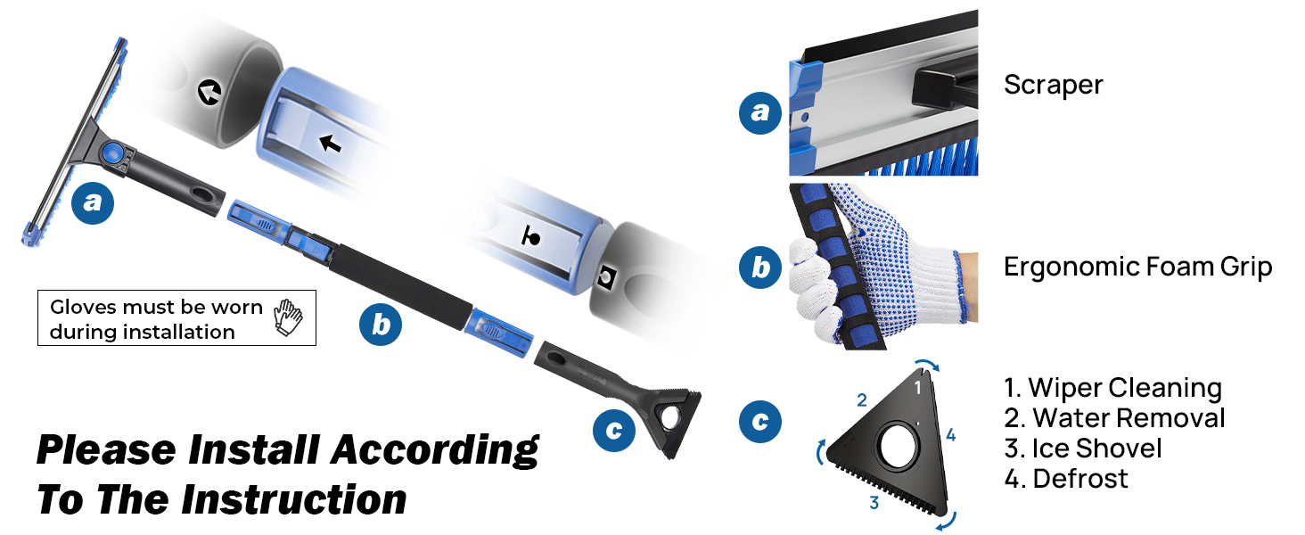 JOYTUTUS 61.3″ Ice Scraper and Long Handle Snow Brush, 270