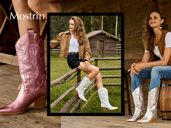 Amazon.com | Mostrin Cowgirl Boots Women Cowboy Boot Chunky