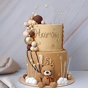 Bear Cake Decoration Beige Brown Balls Cake Topper Boho Bears Cake Cake Decoration Baby Shower