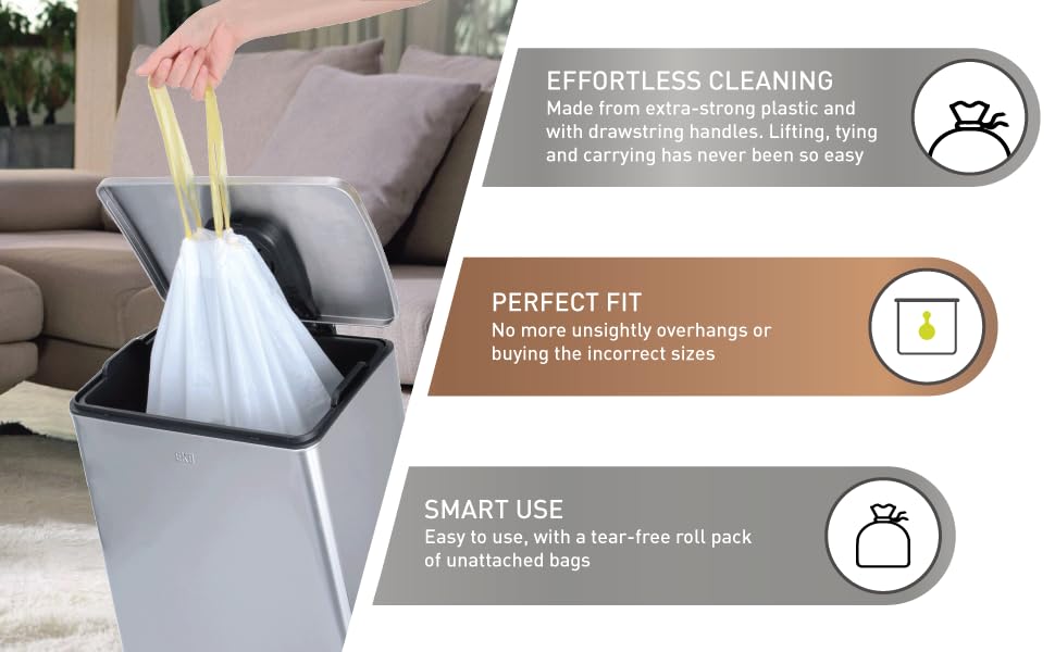 EKO Size C Bin Liners For Kitchen Bins Extra Strong with Drawstring