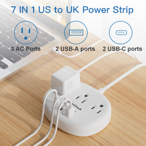 7 IN 1 US to UK Power Strip