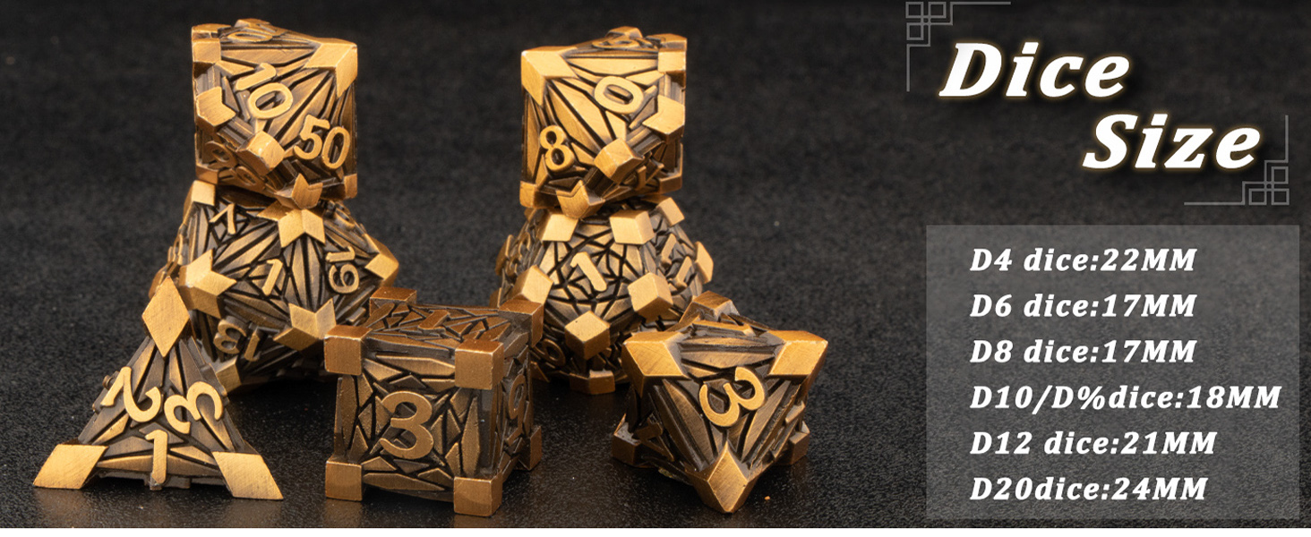 KERWELLSI Rainbow Green Metal DND Dice Set D&D with Gift