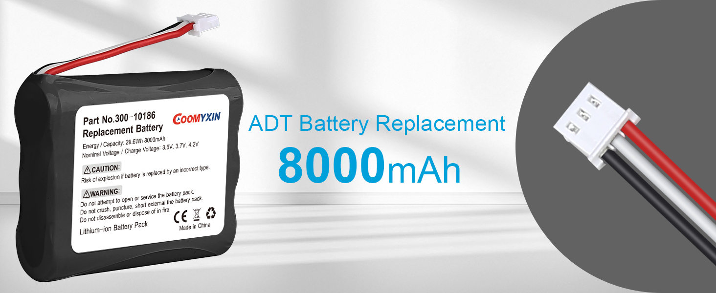 COOMYXIN ADT Battery Replacement 8000mAh Reusable Lithium