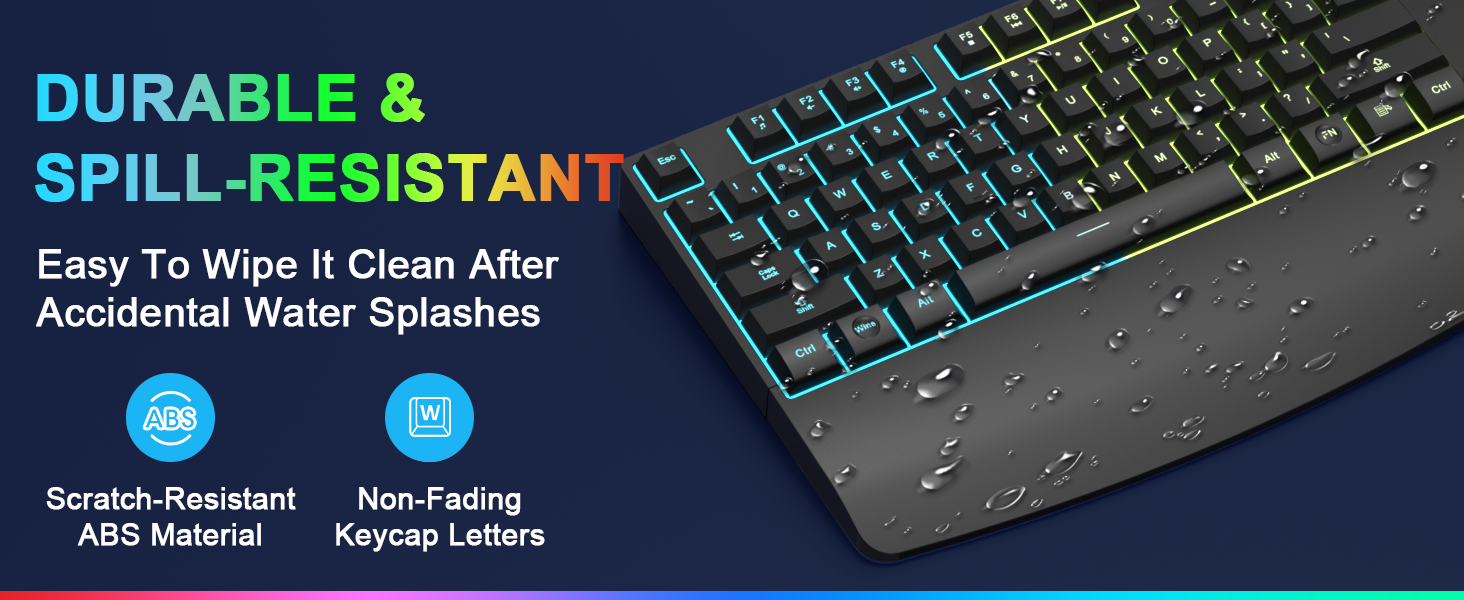 Wired Keyboard and Mouse Combo, 3Color RGB Backlit, Light