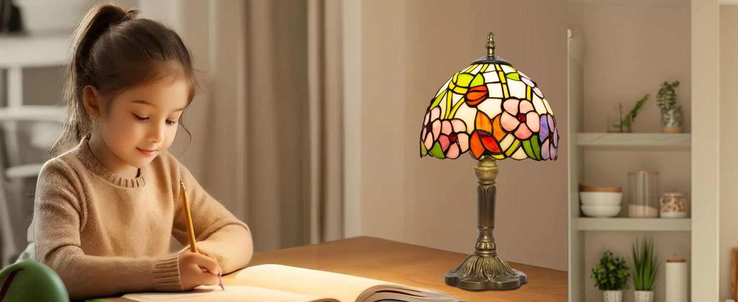 rose tiffany lamp 14 inch tall