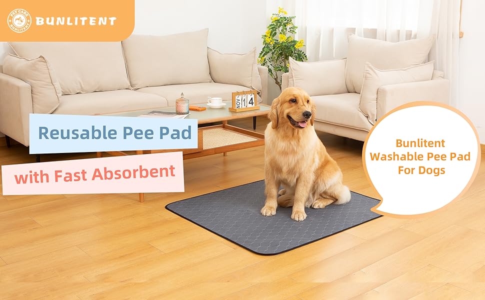 Bunlitent Washable Pee Pads for Dogs 72X72, 2 Pack, Highly