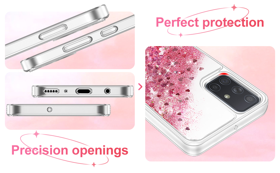 Qiinogow Case Compatible with Motorola Moto G14, Glitter Case With Quicksand Flowing Liquid, Clear Transparent TPU Gel Silicone ShockProof Protective Phone Cover for Girls (Pink) 17 5