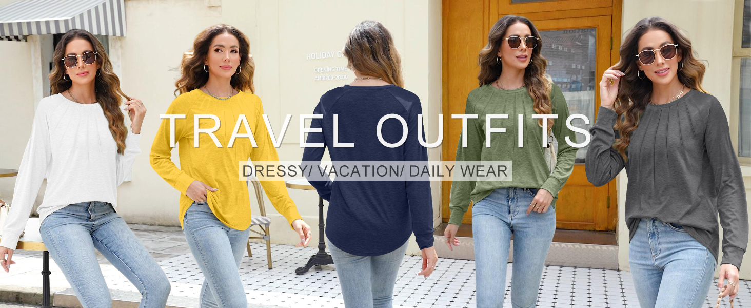 onlypuff Womens Long Sleeve Shirt Fall Fashion Top cute tunic tops for leggings blouse dressy shirt