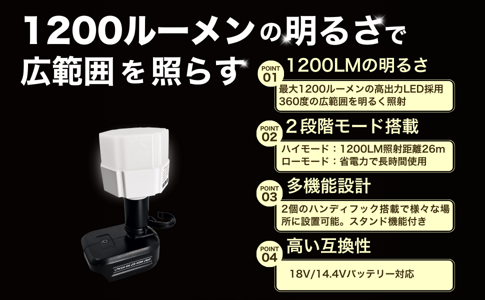 Makita LEDランタン 18Vバッテリー対応 Longsafe マキタ 互換品 充電式 LED ランタン ライト 投光器