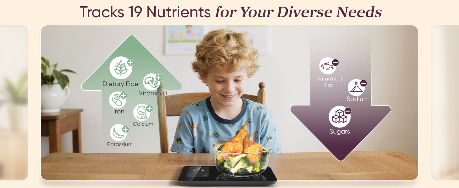 tracks 19 nutrients for your diverse needs