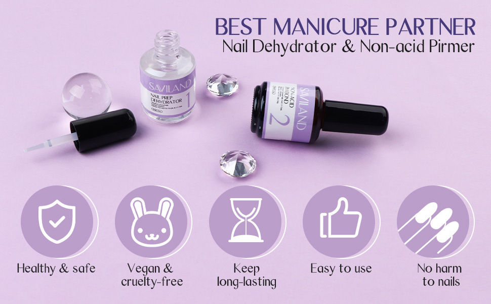 SAVILAND Nail Dehydrator and PH Bonder Set Nail Prep Kit with Non