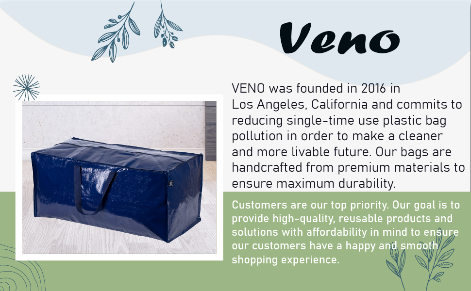 VENO 4 Pack HeavyDuty Extra Large Moving Bags W/Backpack Straps