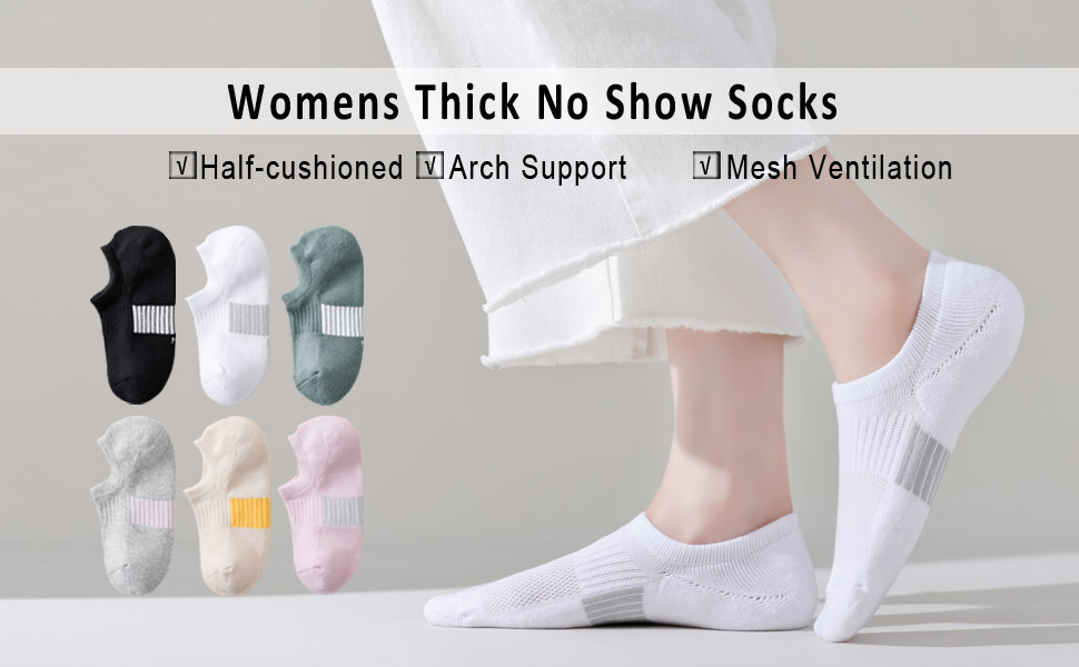 Thick No Show Socks for Women