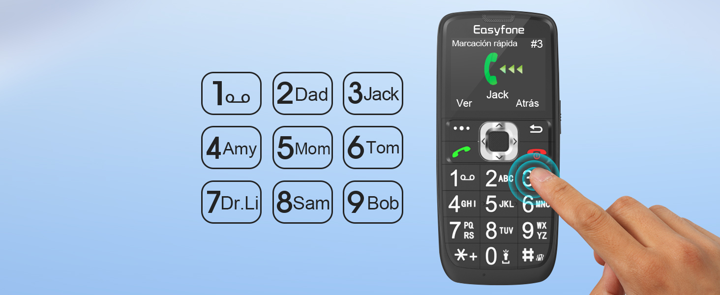 Botones grandes y marcación rápida