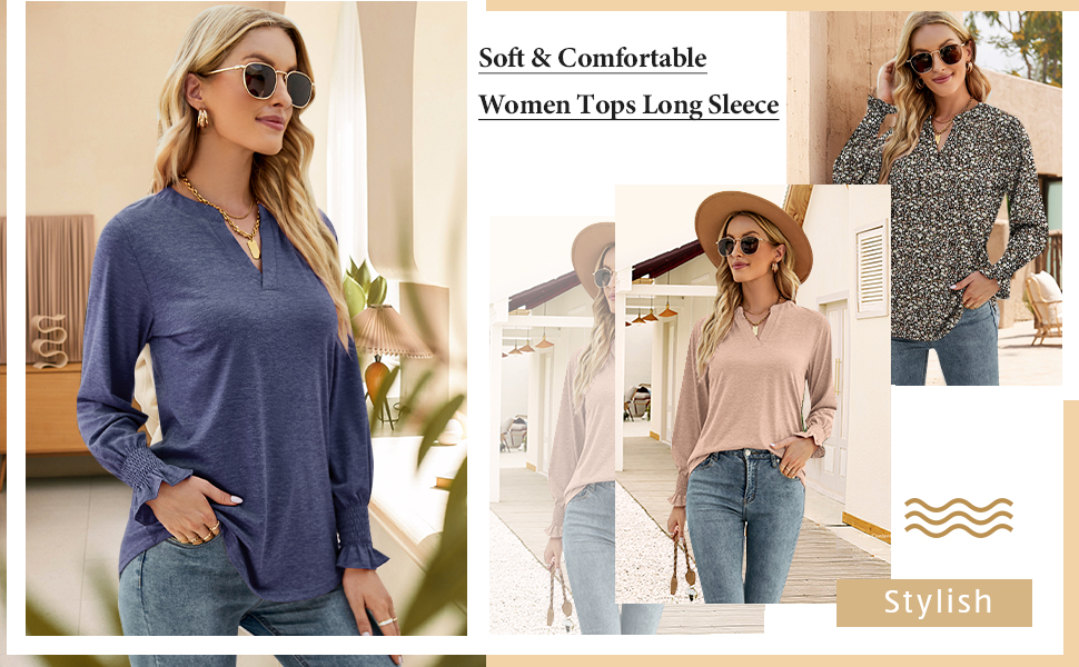 Auhoot Womens Long Sleeve Floral shirts Puff Sleeve Boho