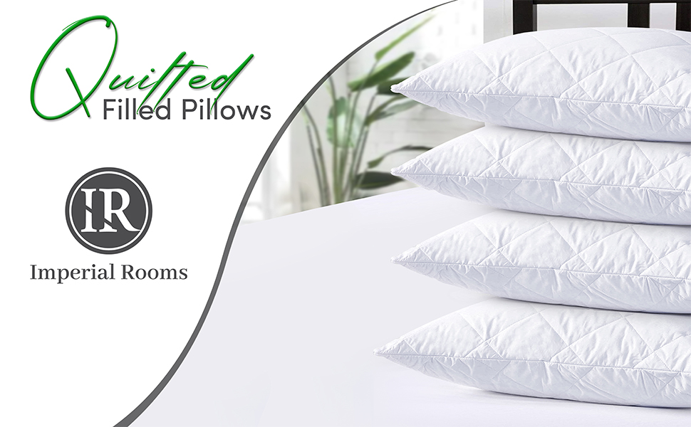 Imperial Rooms Pillows Pack of 4 Standard Bed Pillow with Quilted Cover