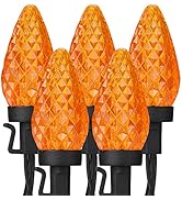 Brizled C9 Orange Lights, 16ft 25 LED Halloween Lights Connectable, UL Certified Orange Halloween...