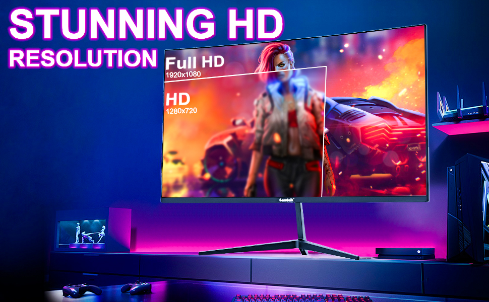 Gawfolk 24 inch 165hz/180hz Curved Gaming Monitor FHD 1080P Frameless