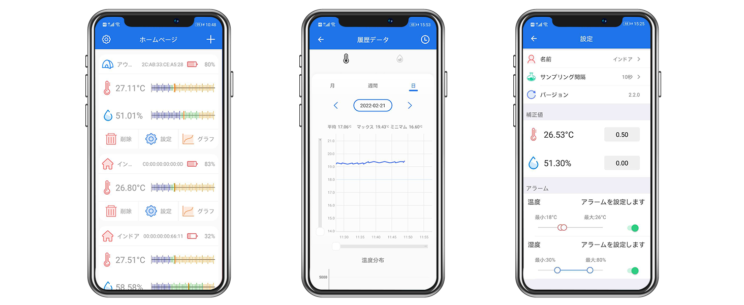温湿度計 温度計 湿度計 Bluetooth温度計 Bluetooth湿度計 温度センサー 湿度センサー Bluetooth温湿度計 温度 湿度 温湿度 データロガー センサー 温度ロガー 湿度ロガー