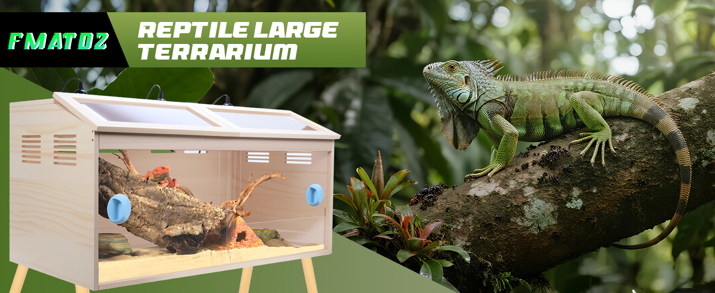 FMATOZ 33 Gallon Reptile Terrarium with Stand