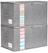 punemi Large Clothes Storage Bags, 2 Pack Closet Organizers and Storage Foldable Storage Bin with...