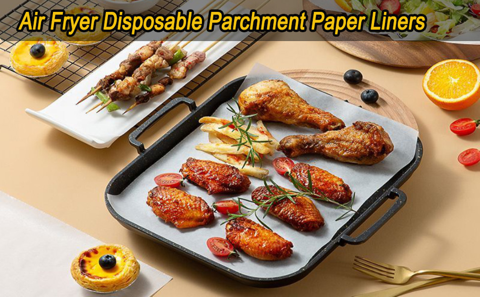 uxcell Air Fryer Parchment Paper Liners, 50pcs Non Stick Baking Paper, Rectangle Air