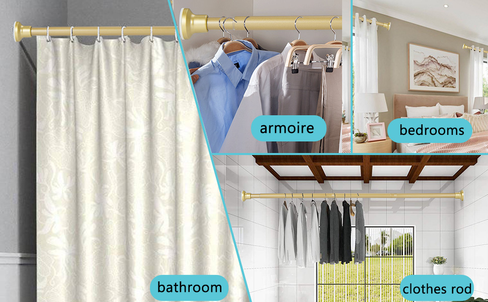 Shower Curtain Rod, Adjustable 3188 Inch Gold Shower Rod 1