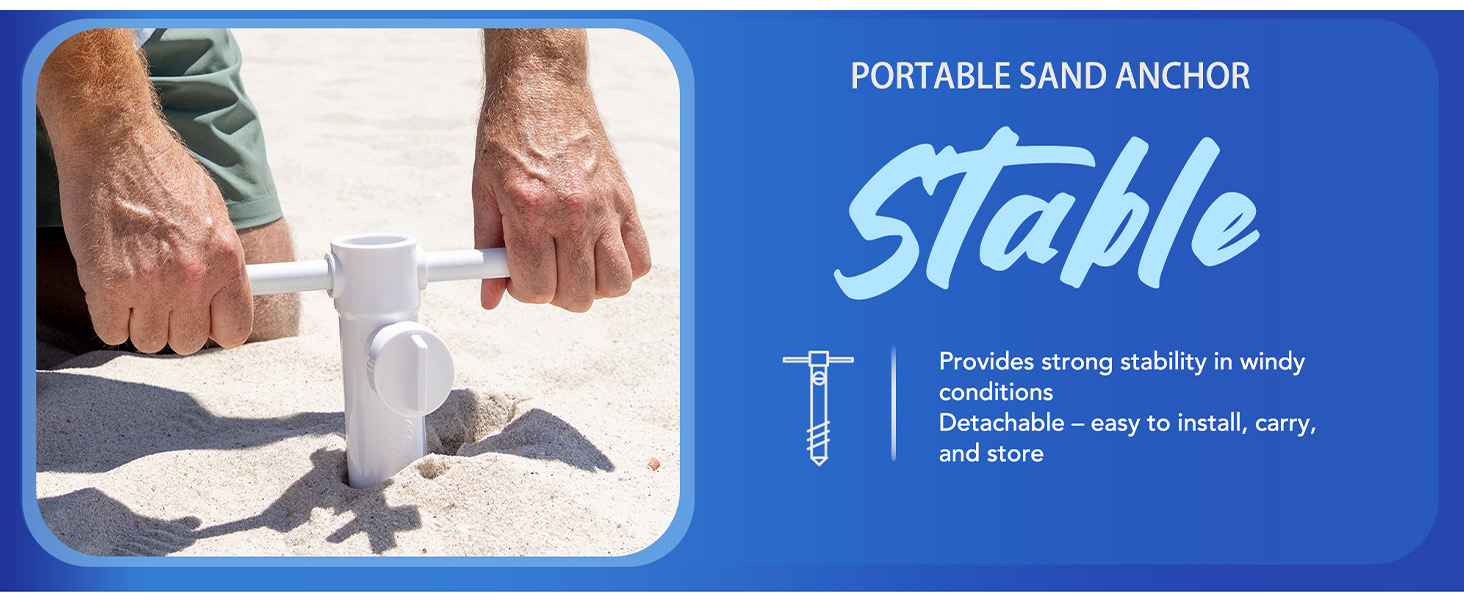 sand anchor drill tighten knob carrying bag beach umbrellas for sand heavy duty wind portable
