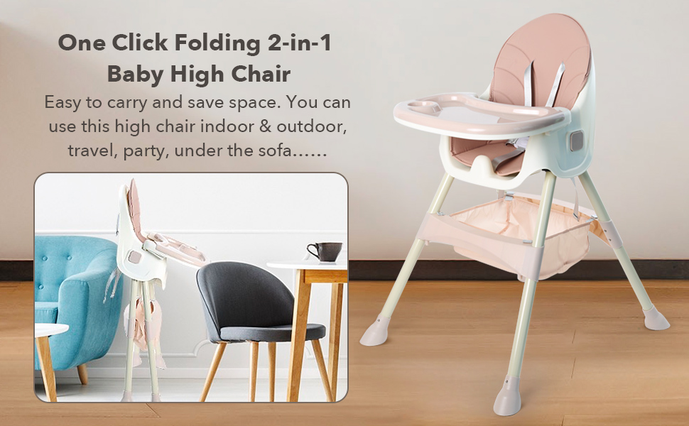 Buy MonBébé Toddler Dining Chair with Wheels, Folding Baby Feeding