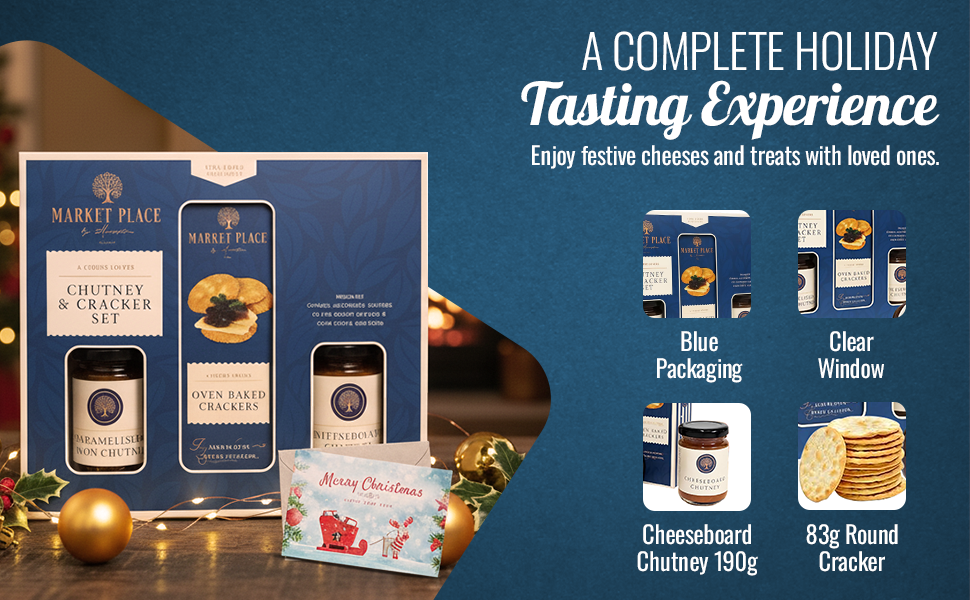 Text reads 'A COMPLETE HOLIDAY', 'Holiday Experience'. Marketing layout showing various product packaging designs and promotional elements with warm lighting effects.
