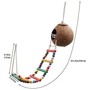 Natural Coconut Reptile Hideout with Ladder