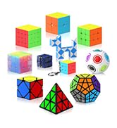 Vdealen 11 Pack Speed Cube Set Puzzle Cube Bundle Fidget Ball 2x2 3x3 4x4 Pyramid Dodecahedron Sk...