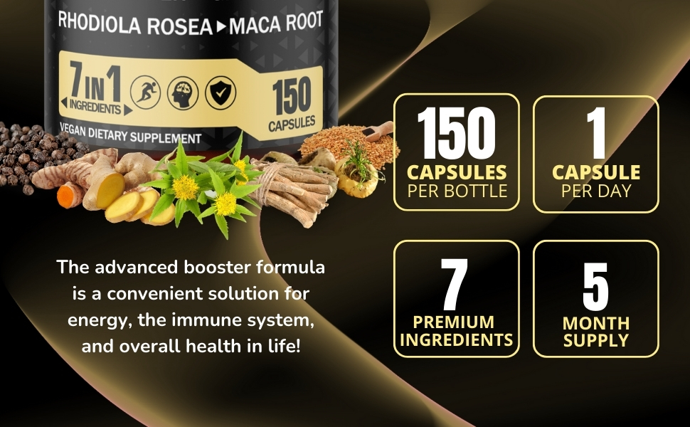 Ashwagandha Root Fenugreek  Maca Root Turmeric Root Rhodiola Rosea Root Ginger Root Black Pepper