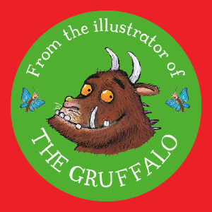 Roundel of the Gruffalo with text From the illustraor of the Gruffalo